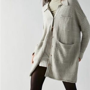 Free People Movement Duster Long Cardigan Button Front Women’s Size XL Tan